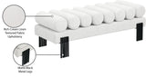Akeela Stylish Upholstered Fabric Bench with Rolled Cushion Top and Modern Black Metal Legs