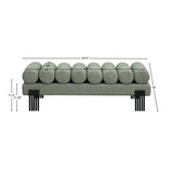 Akeela Stylish Upholstered Fabric Bench with Rolled Cushion Top and Modern Black Metal Legs