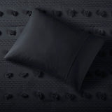 Clip Jacquard Pompom Comforter Set, Black