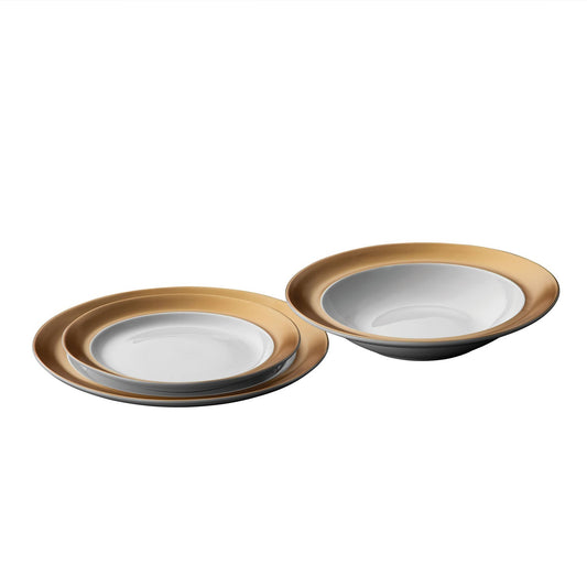 BergHOFF GEM 3pc Porcelain Plate Set, White and Gold