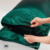 Wrinkle-Free Solid Satin Luxury Sheet Set, Emerald