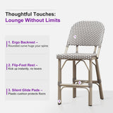 PURPLE LEAF Outdoor Bar Height Stools Set of 2 French Country Patio Rattan Bar Stool Chairs Outdoor Armless Barstools for Porch Garden Indoor Kitchen