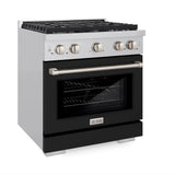 ZLINE 36" Gas Range, Convection Gas Oven, Stainless Steel,Matte Black SGR-BLM-36