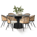 Orchid & Jules 52" Solid Oak Round Dining Table Set for 6 (7-Piece)