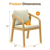 2-Piece Patio Dinnig Chairs, Outdoor Acacia Wood Chairs