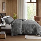 Twill Stone Washed Cotton Comforter Set, Grey