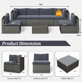 7-Piece Modular Outdoor Sectional Wicker Patio Furniture Set