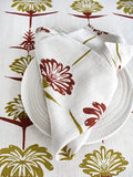 Set of 4 Tropical Garden Napkins - Crimson & Chartreuse