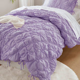 Bowtie Lightweight Puffy Floral Comforter Set, Purple