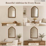 Scalloped Wood Framed Wall Mirror, Brown