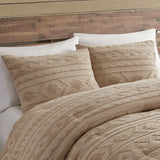 Chenille Tufted Jacquard Oversized Comforter Set, Tan