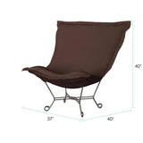 Scroll Puff Chair Sterling Chocolate Titanium Frame