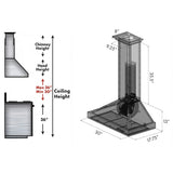 ZLINE 36" Designer Series Stainless Island Range Hood, KB2i-4SSXS-36
