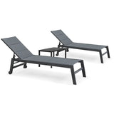 PURPLE LEAF Outdoor Aluminum Chaise Lounge with Wheels and Side Table for Outdoor Backyard Poolside