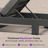PURPLE LEAF Outdoor Daybed for Patio, Poolside Chaise Lounge Bed with Cushion, Olefin Blend Fabric, Aluminum Frame Sunbed with Side Table for Deck and Backyard