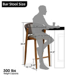 PURPLE LEAF Bar Stool Rattan Bar Stools Counter Stools with Back Metal Bar Height Stool Outdoor Bar Chair for Garden Kitchen