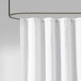 Geometric Tufted Shower Curtain, White