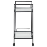 Curltis 2-tier Rectangular Glass Shelf Metal Bar Cart Black