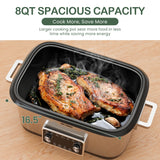 8 Quart Slow Cooker Roaster Oven, 12 in 1 Multi-Cooker Food