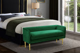 Audrey Contemporary Velvet Bench with Golden Legs – Stylish Seating for Modern Homes and Spaces