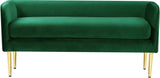Audrey Contemporary Velvet Bench with Golden Legs – Stylish Seating for Modern Homes and Spaces