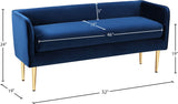 Audrey Contemporary Velvet Bench with Golden Legs – Stylish Seating for Modern Homes and Spaces