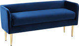 Audrey Contemporary Velvet Bench with Golden Legs – Stylish Seating for Modern Homes and Spaces
