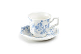 Blue Rose Octagonal Porcelain Cup & Saucer, 6oz