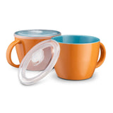 Kook Ceramic Soup Mugs with Lids, 25 oz, Set of 2