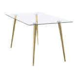 Gilman Rectangular 64-inch Glass Top Dining Table Gold