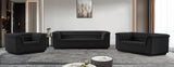 Cascade Chair - Modern Boucle Fabric Seating with Curved Arms and Deep Channel Tufting for Comfort