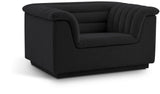 Cascade Chair - Modern Boucle Fabric Seating with Curved Arms and Deep Channel Tufting for Comfort