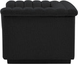 Cascade Chair - Modern Boucle Fabric Seating with Curved Arms and Deep Channel Tufting for Comfort