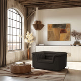 Cascade Chair - Modern Boucle Fabric Seating with Curved Arms and Deep Channel Tufting for Comfort