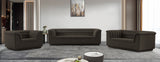 Cascade Boucle Fabric Sofa - Modern Elegance with Curved Arms and Deep Channel Tufting for Comfort
