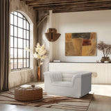Cascade Chair - Modern Boucle Fabric Seating with Curved Arms and Deep Channel Tufting for Comfort