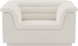 Cascade Chair - Modern Boucle Fabric Seating with Curved Arms and Deep Channel Tufting for Comfort
