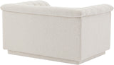 Cascade Chair - Modern Boucle Fabric Seating with Curved Arms and Deep Channel Tufting for Comfort
