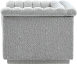 Cascade Chair - Modern Boucle Fabric Seating with Curved Arms and Deep Channel Tufting for Comfort