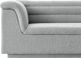 Cascade Boucle Fabric Sofa - Modern Elegance with Curved Arms and Deep Channel Tufting for Comfort