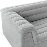 Cascade Boucle Fabric Sofa - Modern Elegance with Curved Arms and Deep Channel Tufting for Comfort