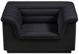 Cascade Chair - Modern Boucle Fabric Seating with Curved Arms and Deep Channel Tufting for Comfort