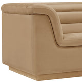 Cascade Chair - Modern Boucle Fabric Seating with Curved Arms and Deep Channel Tufting for Comfort