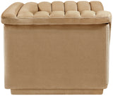 Cascade Chair - Modern Boucle Fabric Seating with Curved Arms and Deep Channel Tufting for Comfort