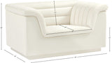 Cascade Chair - Modern Boucle Fabric Seating with Curved Arms and Deep Channel Tufting for Comfort