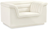 Cascade Chair - Modern Boucle Fabric Seating with Curved Arms and Deep Channel Tufting for Comfort