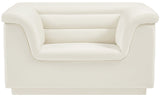 Cascade Chair - Modern Boucle Fabric Seating with Curved Arms and Deep Channel Tufting for Comfort