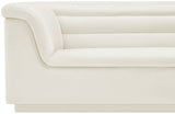 Cascade Boucle Fabric Sofa - Modern Elegance with Curved Arms and Deep Channel Tufting for Comfort
