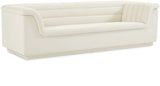Cascade Boucle Fabric Sofa - Modern Elegance with Curved Arms and Deep Channel Tufting for Comfort