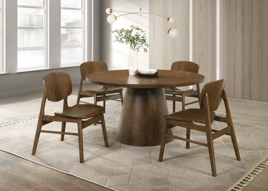 Franklin 5-Piece 54-Inch Round Dining Table Set Dark Brown